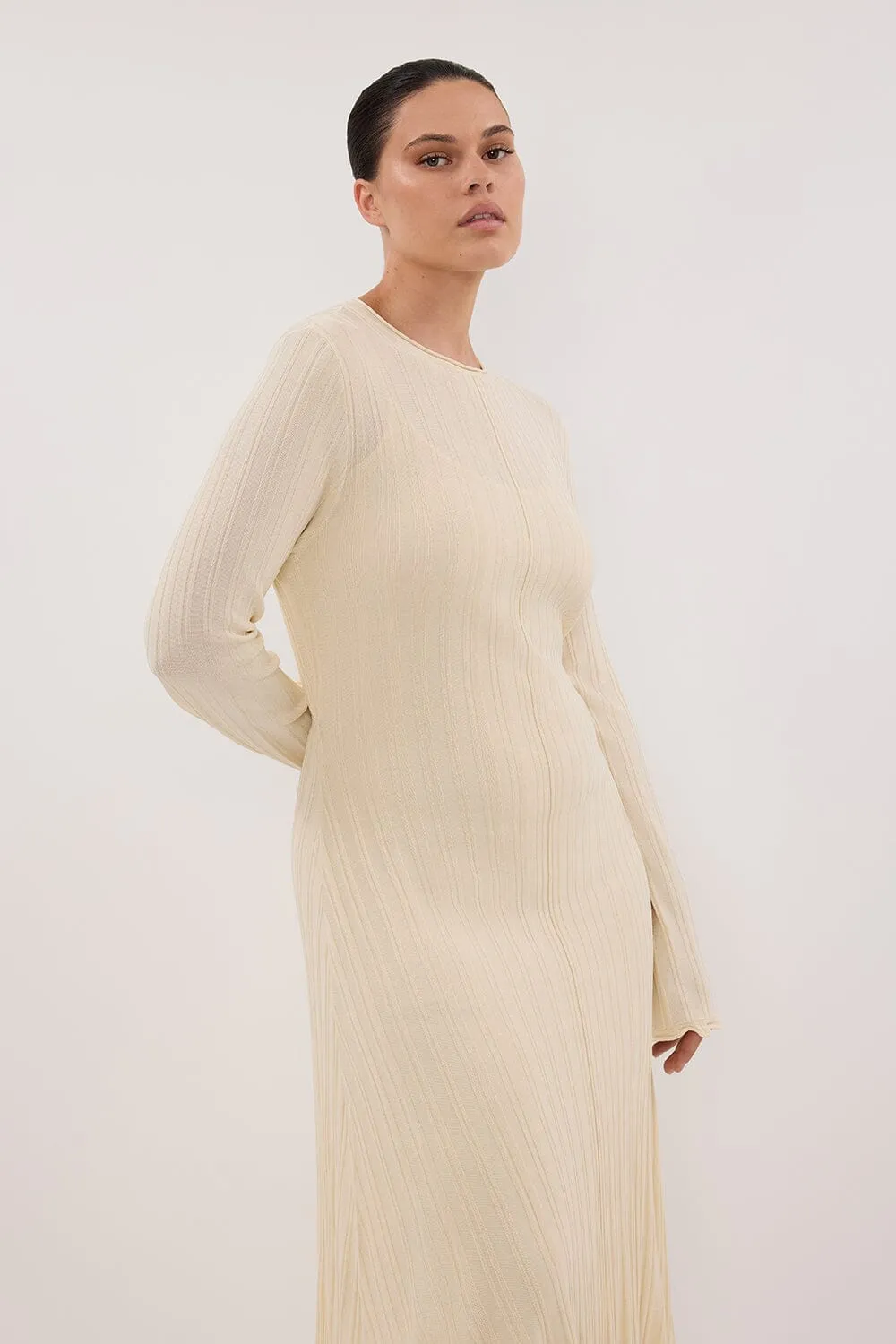 SYLVIA CREAM KNIT MIDI DRESS