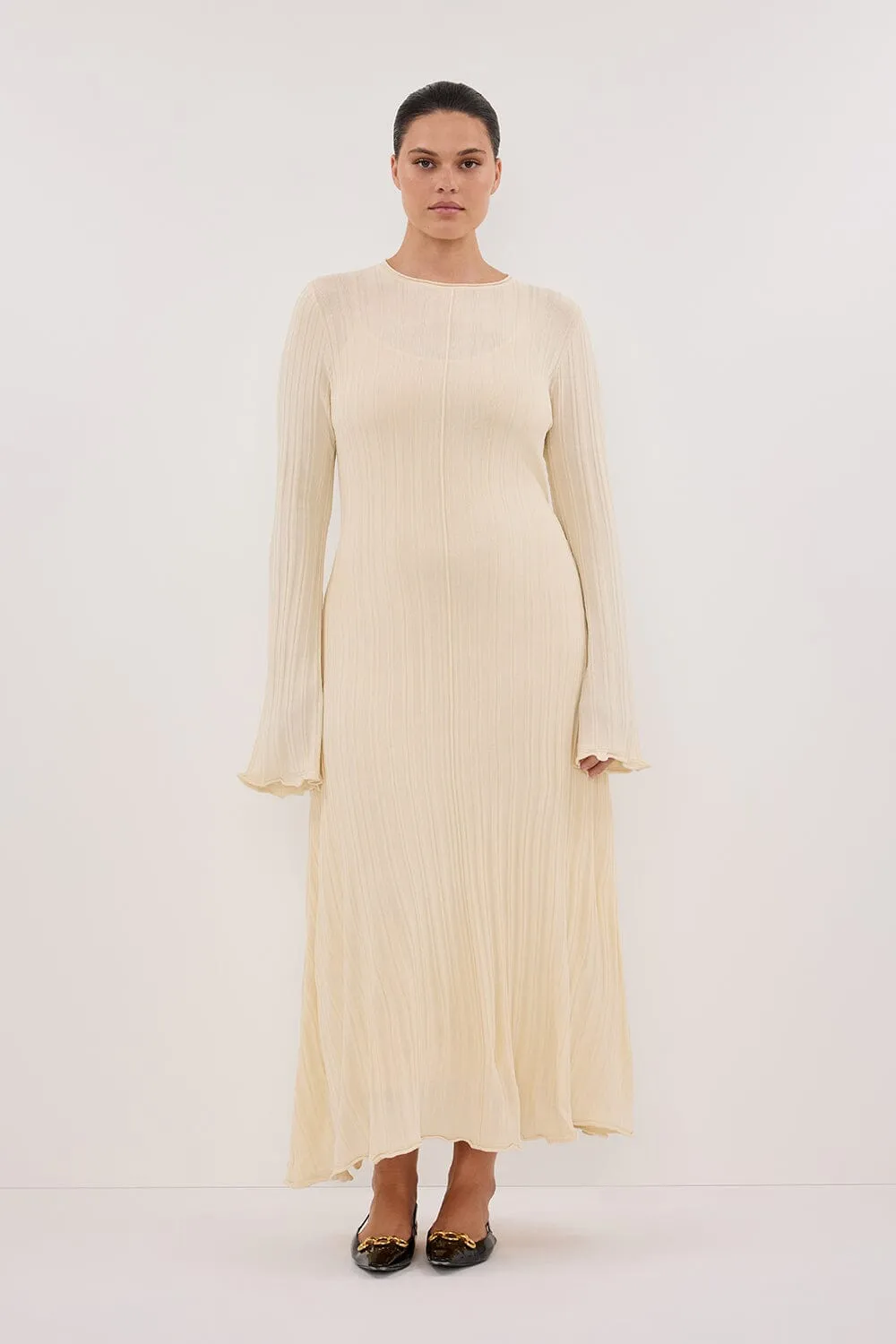 SYLVIA CREAM KNIT MIDI DRESS