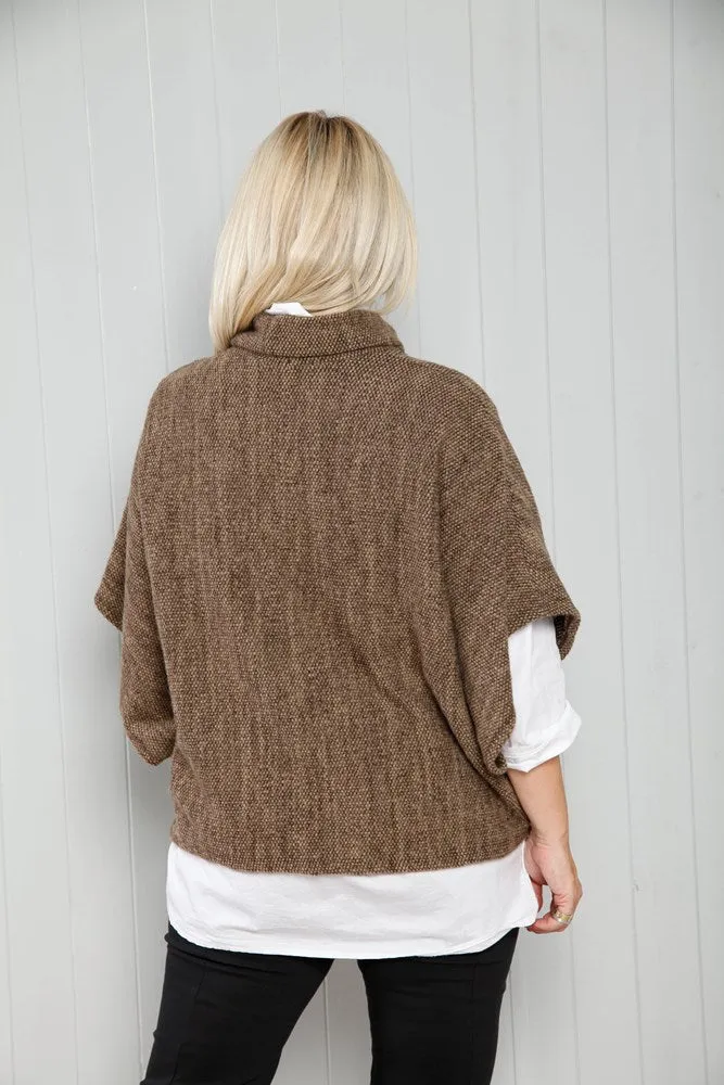 Taupe Cowl Poncho Top