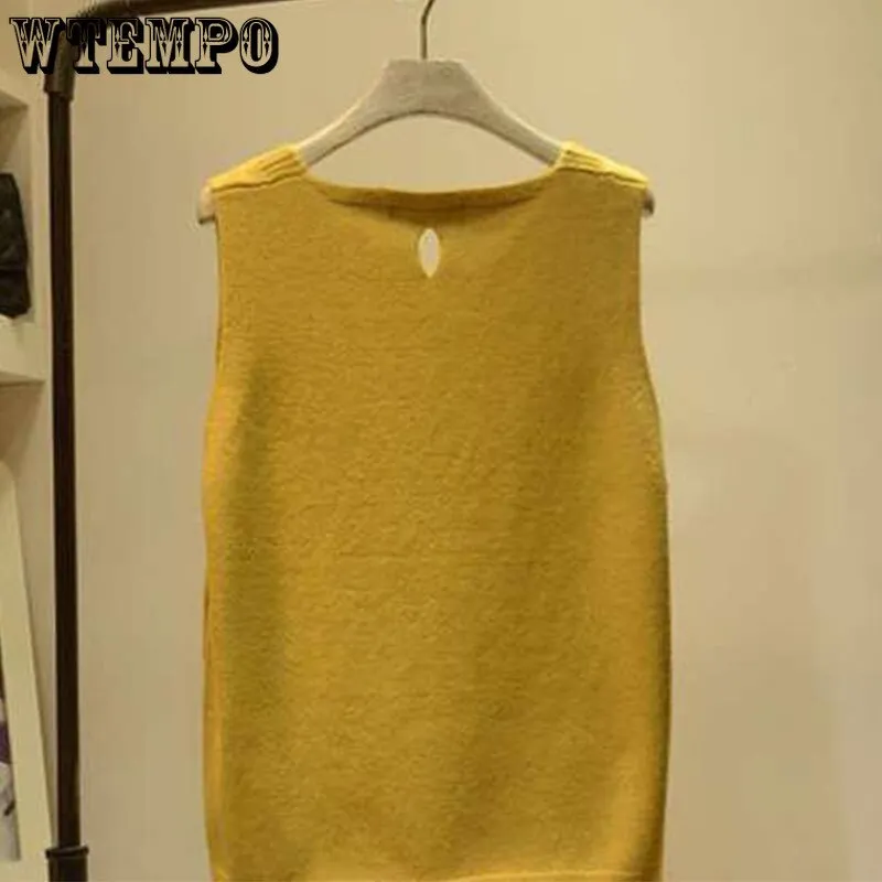 Tops Girl Sweater Vest Women Jumper V Neck Pullover Knitted Vests Women Autumn Solid Sweaters Tank Top