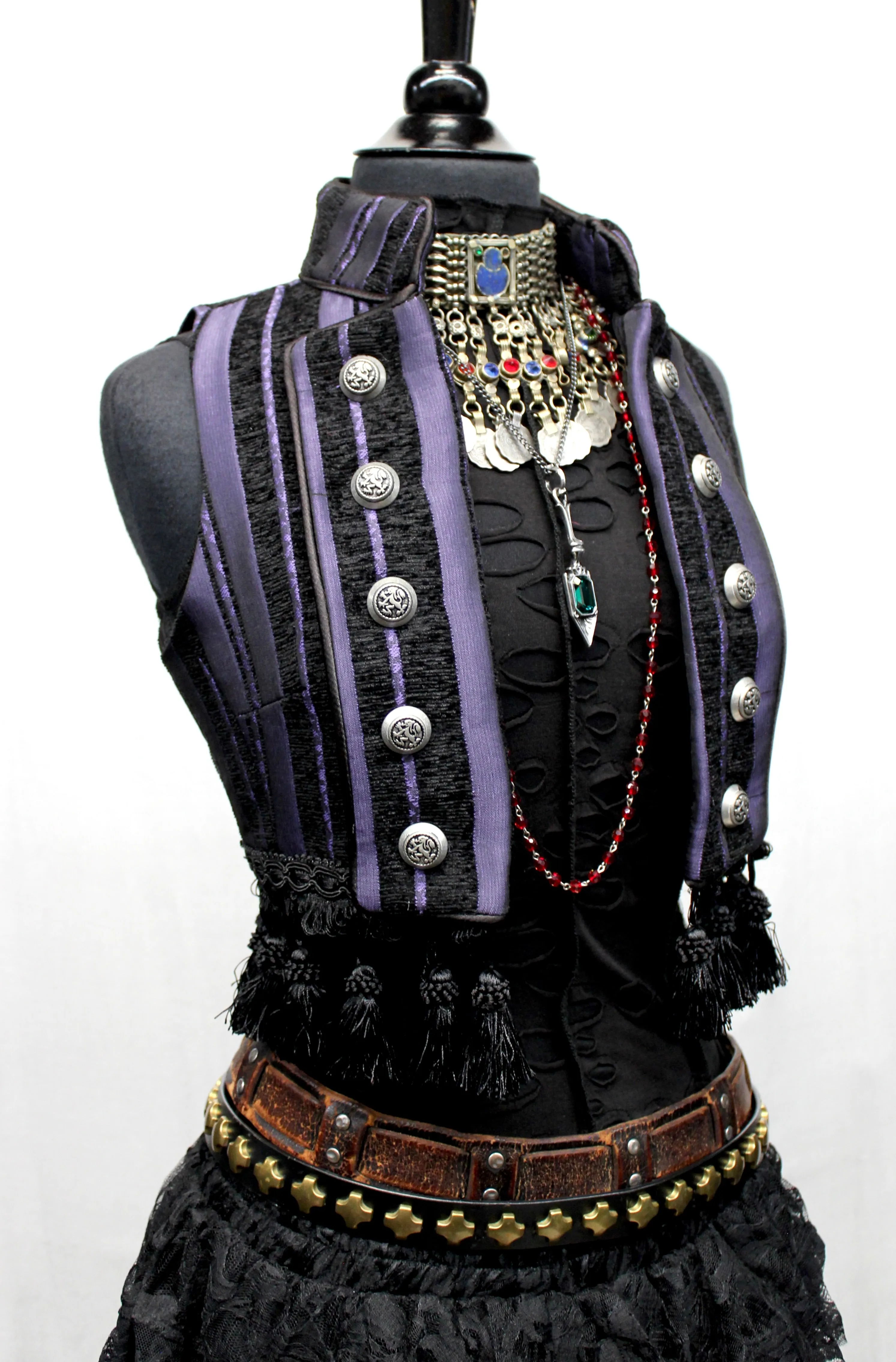 TOREADOR VEST - PURPLE/BLACK STRIPE TAPESTRY