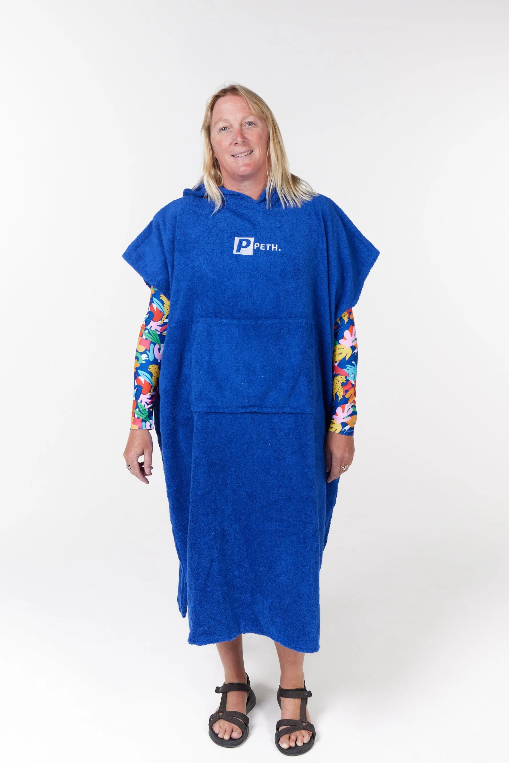 Towel Changing Poncho / Robe With Pockets Adult - Blue