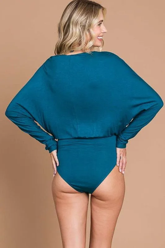 Turquoise Plus Surplice Dorman Sleeve Bodysuit