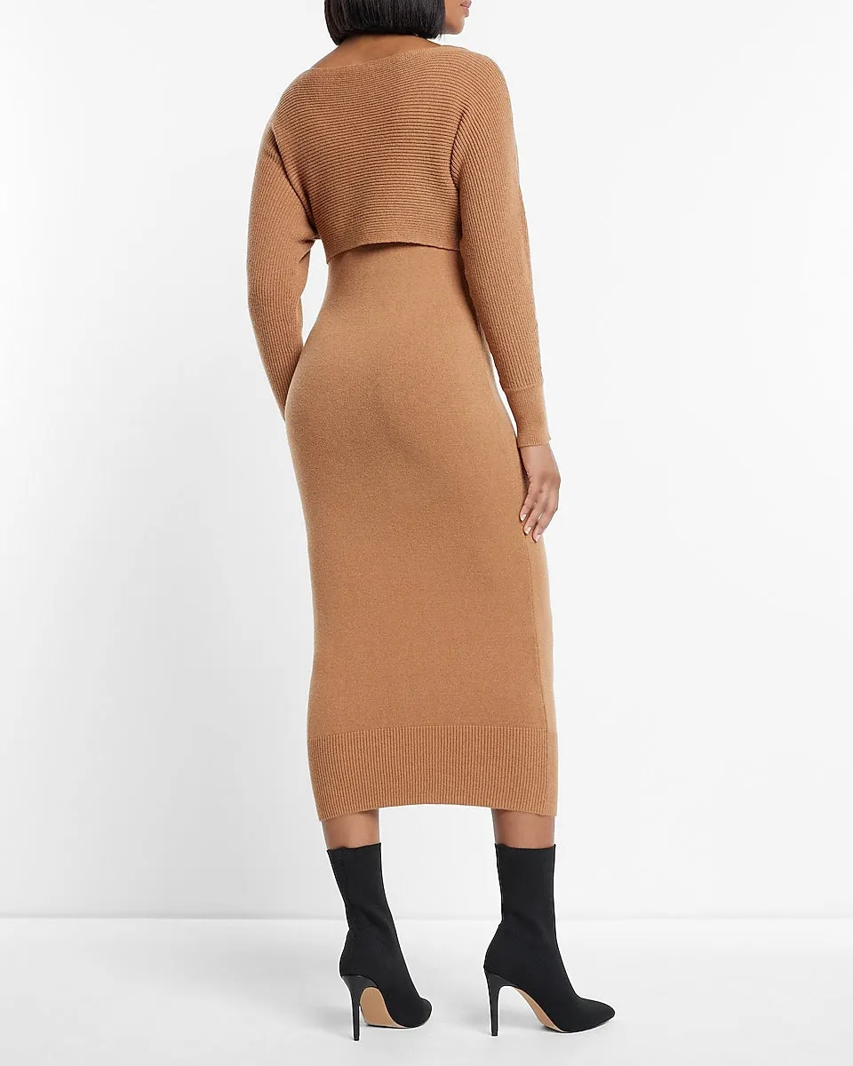 Two Piece Sweater Midi Dress in Butterscotch