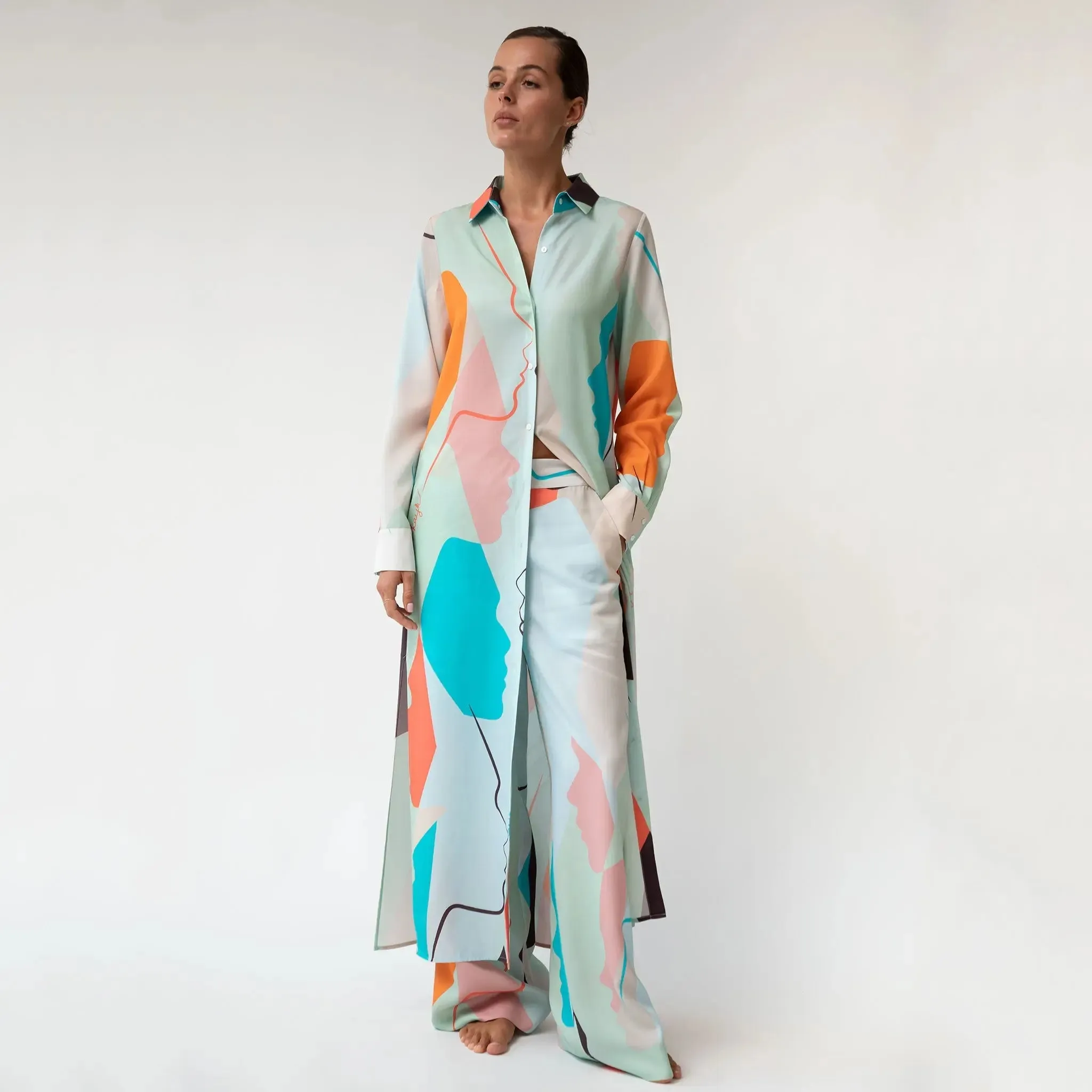 Us Tencel Twill Button-Down Long Shirt Dress