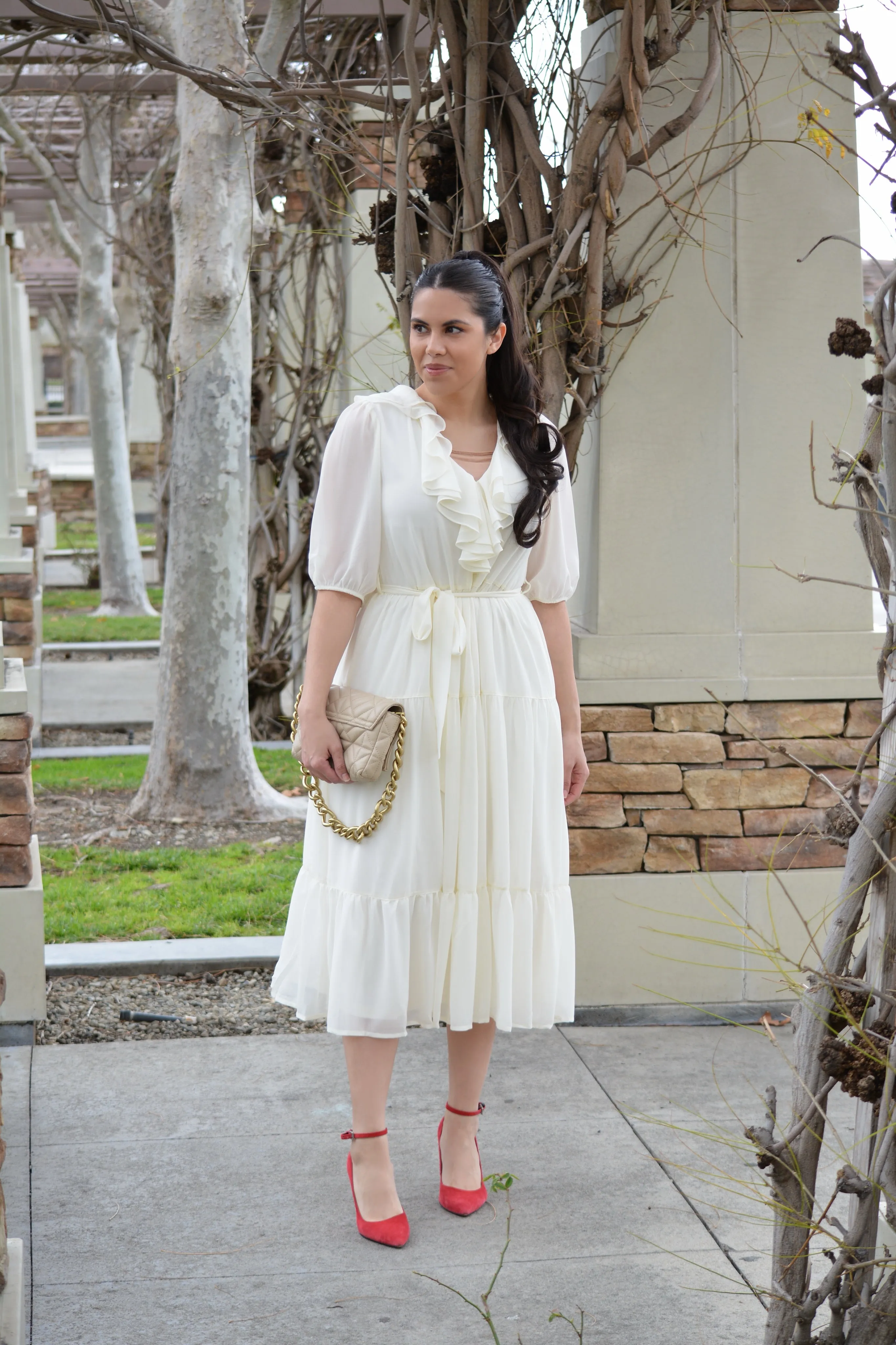 Valerie Ivory Ruffled Dress