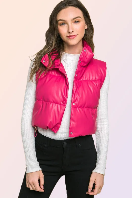 VEGAN LEATHER PUFFER VEST