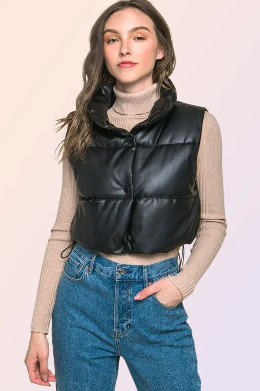 VEGAN LEATHER PUFFER VEST