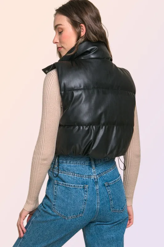 VEGAN LEATHER PUFFER VEST