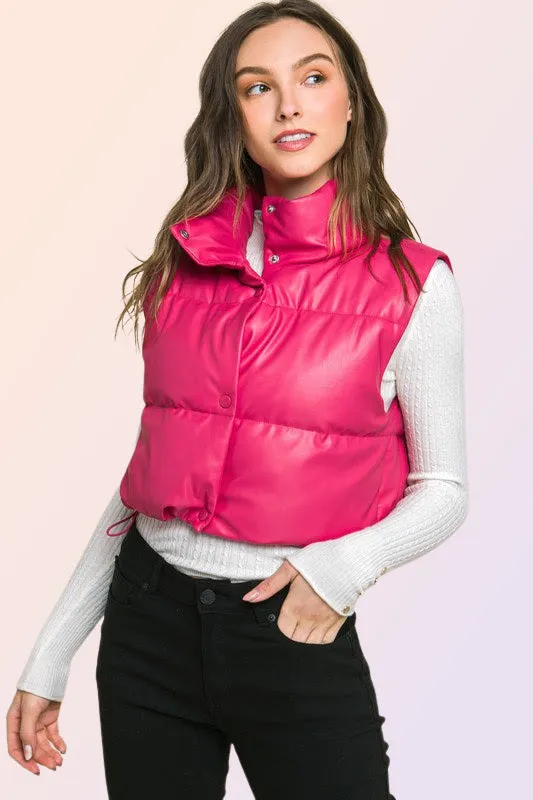 VEGAN LEATHER PUFFER VEST