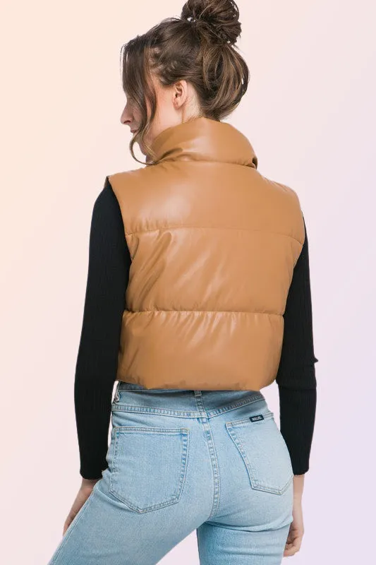 VEGAN LEATHER PUFFER VEST