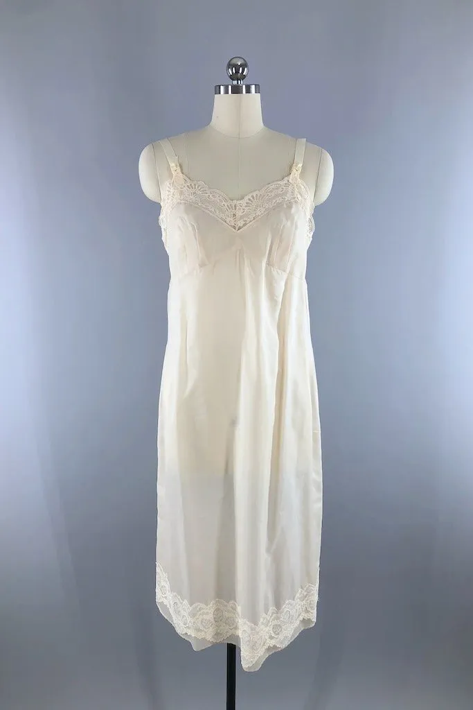 Vintage Ivory Floral Chiffon Dress