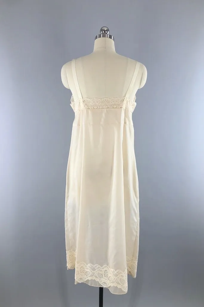 Vintage Ivory Floral Chiffon Dress