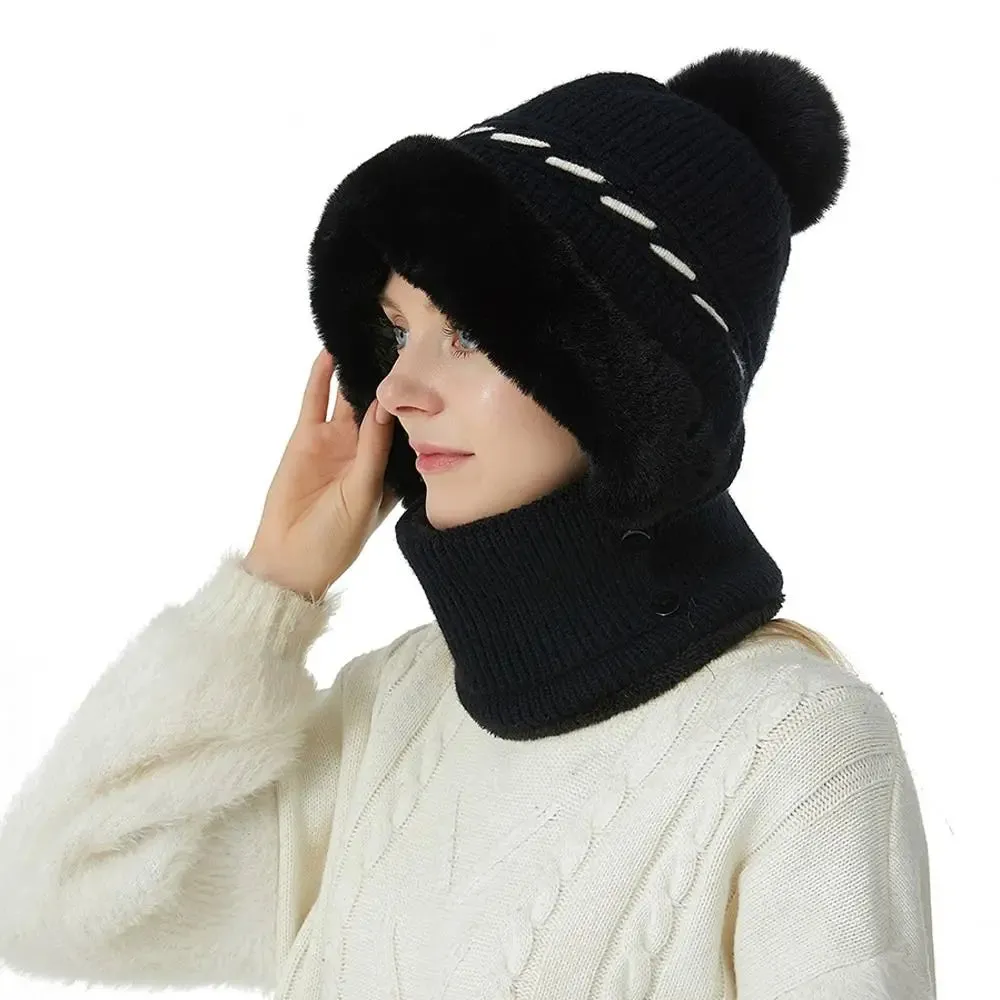 Warmer Knitted Hat Casual Winter Plush Ears Protection Cap