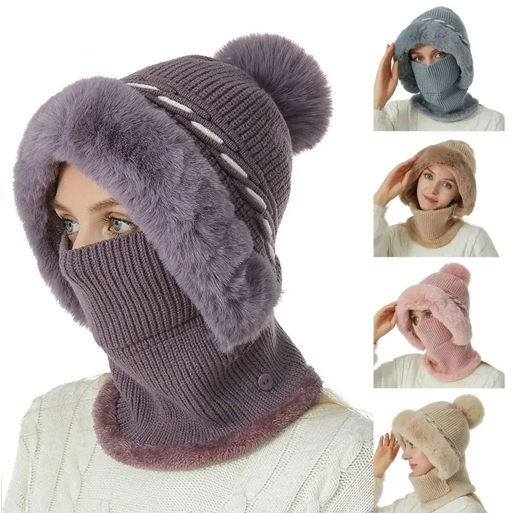 Warmer Knitted Hat Casual Winter Plush Ears Protection Cap