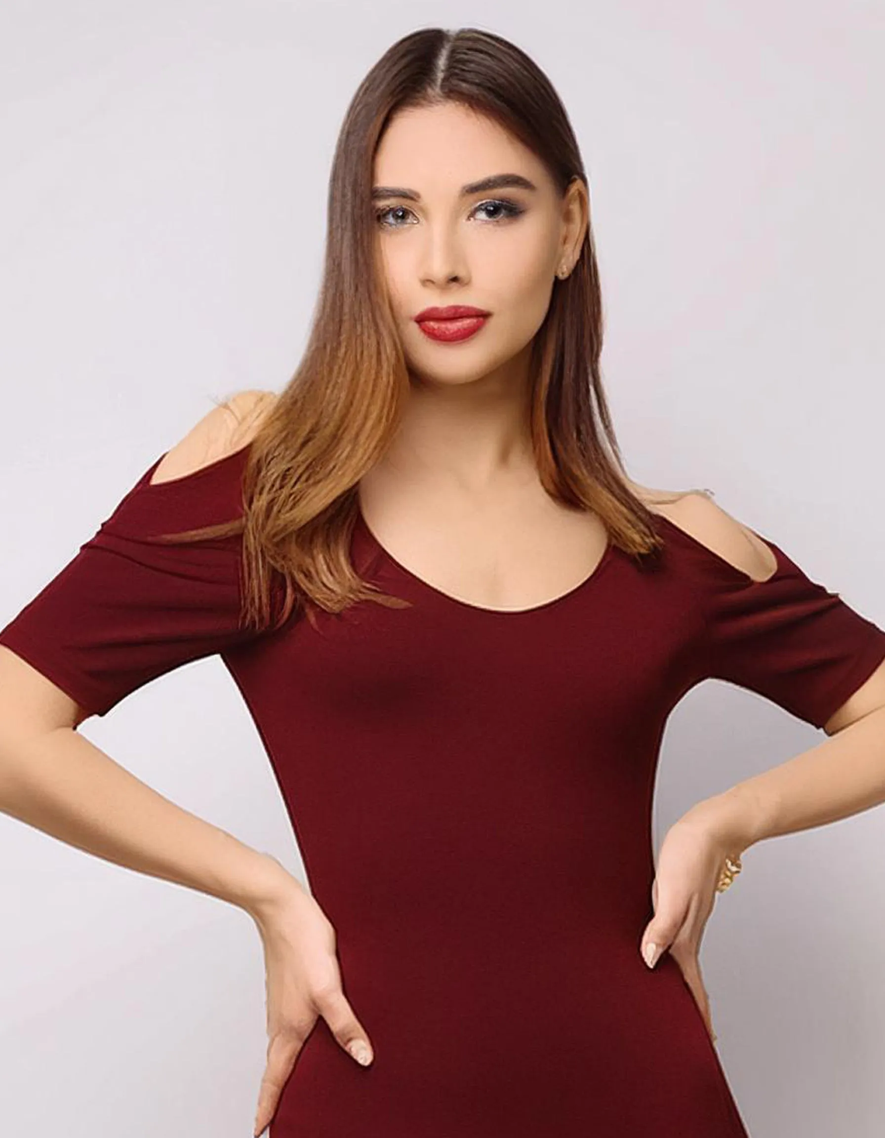 Wine Charm Off-Shoulder Bodycon Dress