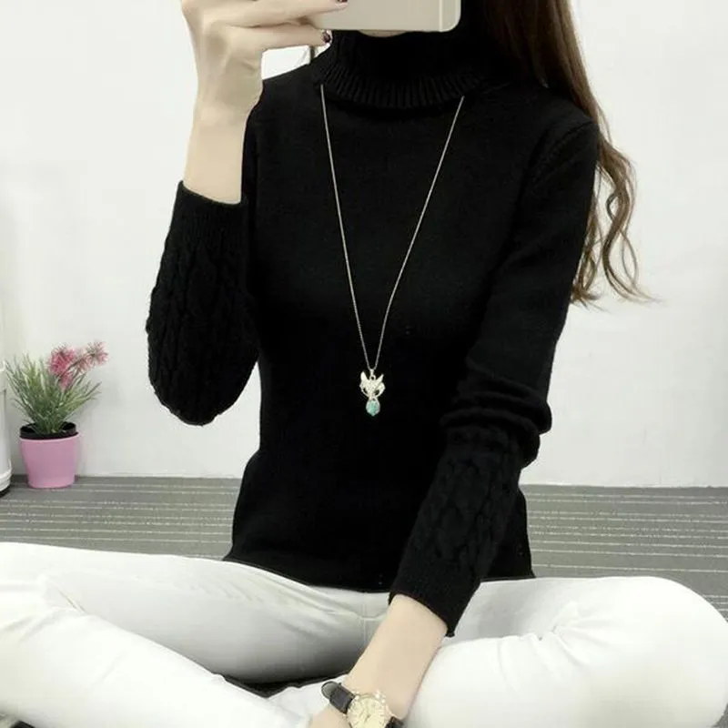 Women turtle neck knitted Sweater Top