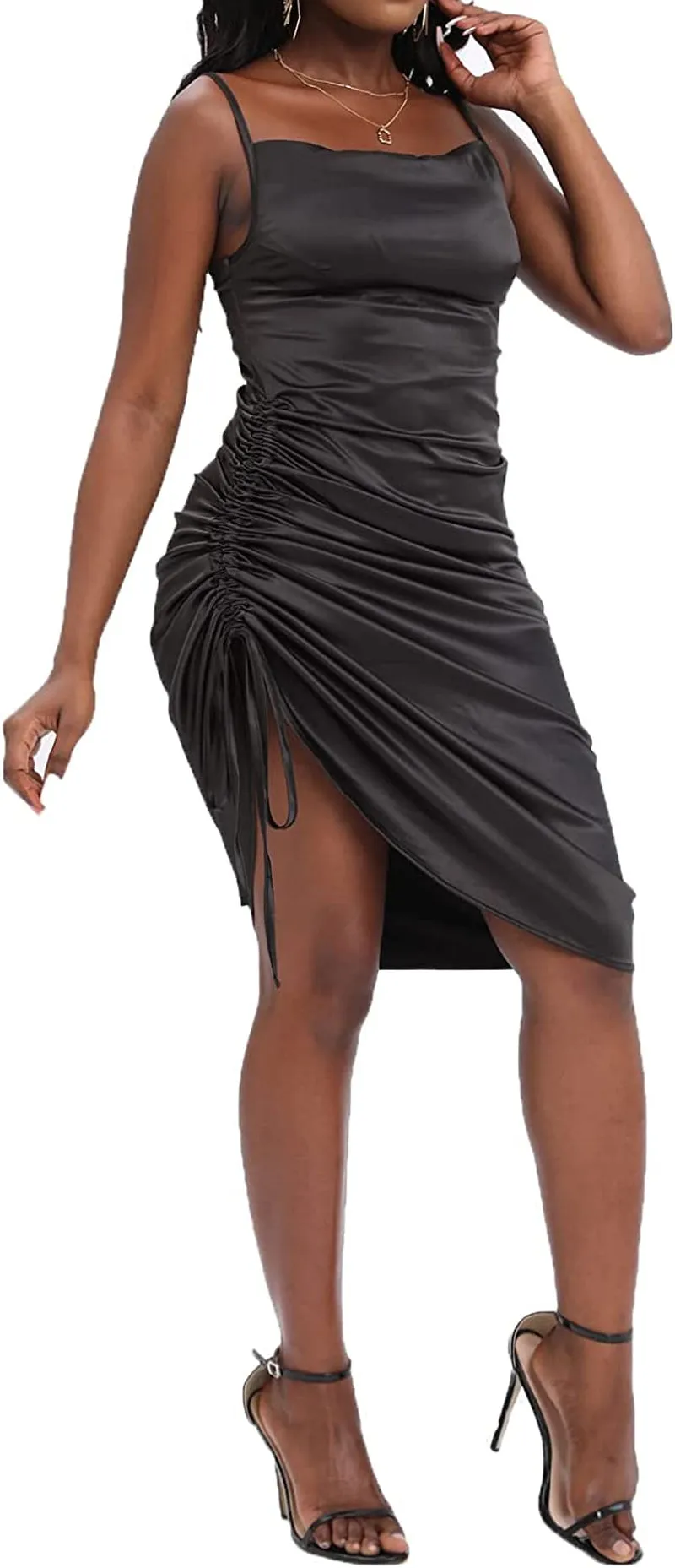 Women's Summer Sexy Ruched Midi Dress