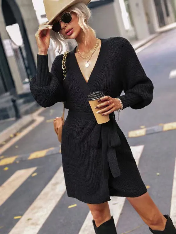 Wrap sweater dress