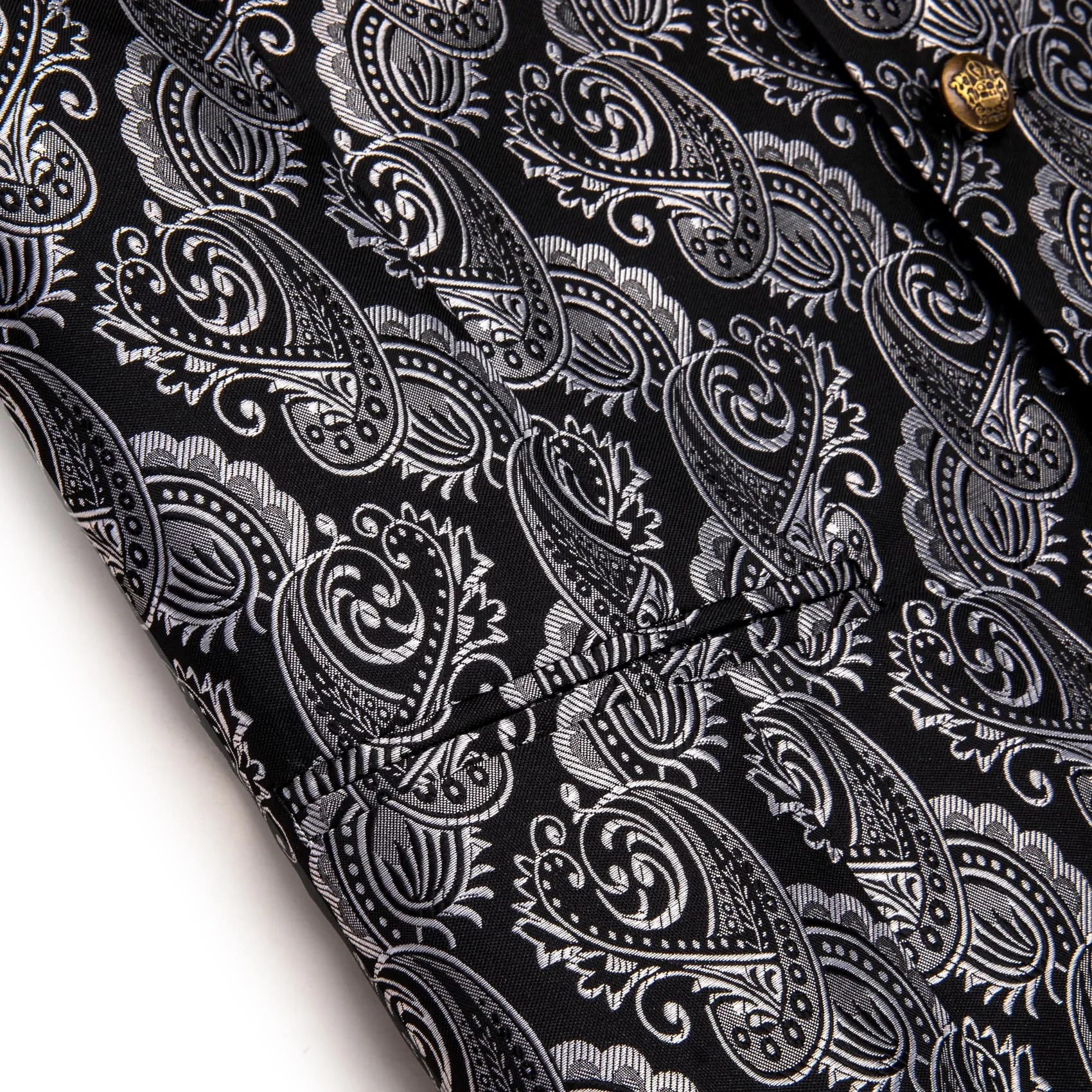 YourTies Black Silver Paisley Wedding Waistcoat Men's Vest Necktie Set